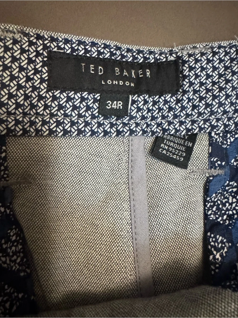 TED BAKER VOLVEK Chino Classic Fit Trouser Pants Mens 34R Casual Gray NWOT